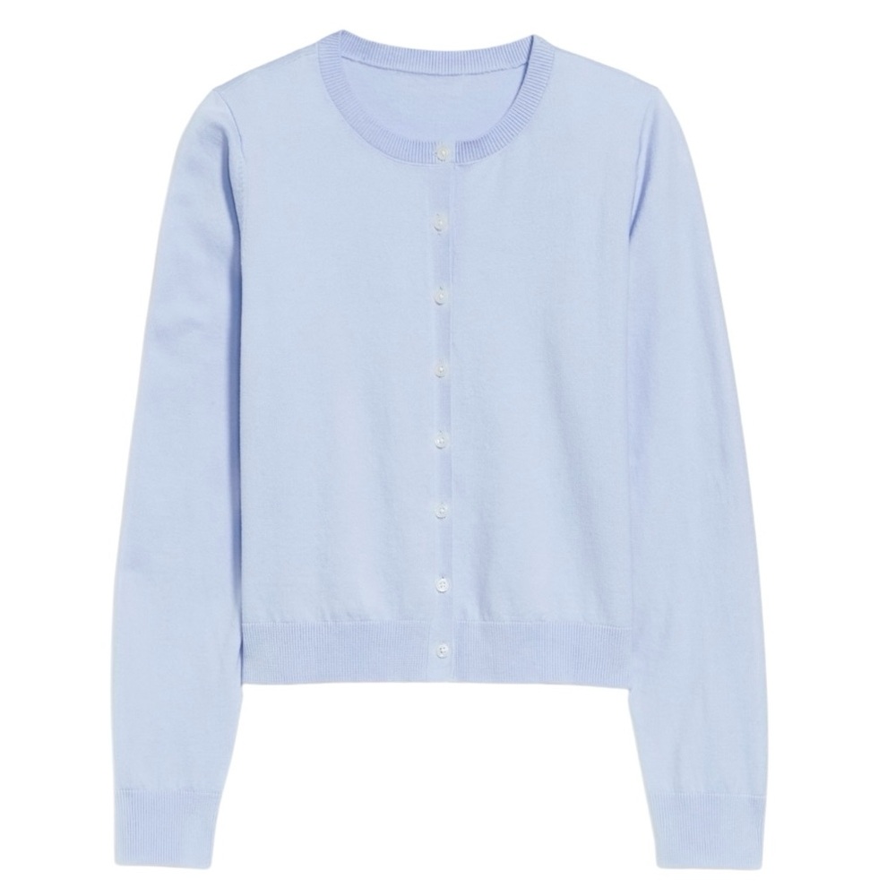 Old Navy Crop Cardigan Sweater Ice Blue So Soft - Picture 2 of 7